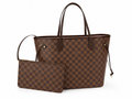 Tote bag a cuadros marrón con pochette incluida